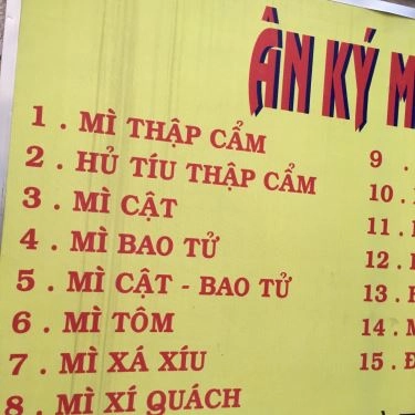 Thực đơn- Quán Ăn Ân Ký Mì Gia - Hoàng Diệu