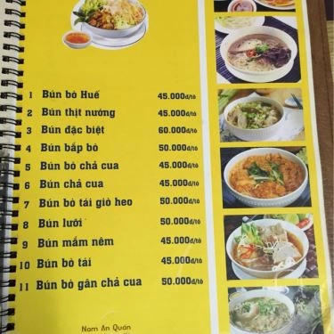 Thực đơn- Quán Ăn Nam An Quán - Ẩm Thực Huế