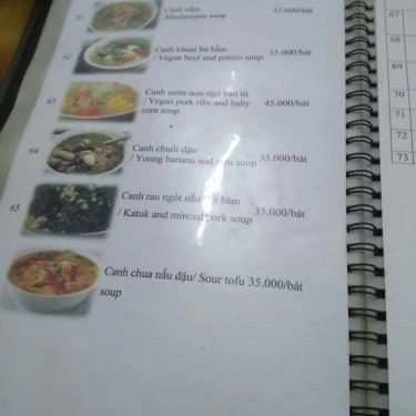 Thực đơn- Quán Ăn An Phúc - Quán Chay - Thái Hà