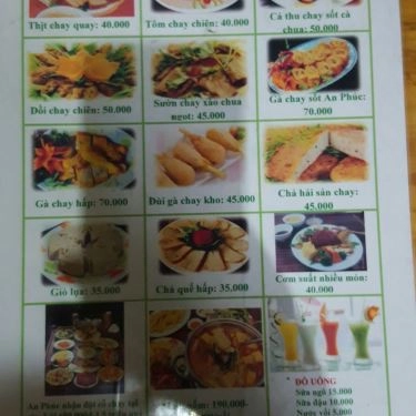 Thực đơn- Quán Ăn An Phúc - Quán Chay - Thái Hà
