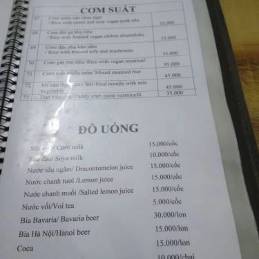 Thực đơn- Quán Ăn An Phúc - Quán Chay - Thái Hà