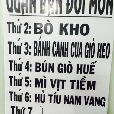 Thực đơn- Quán Ăn Ăn Sáng Đổi Món - An Bình