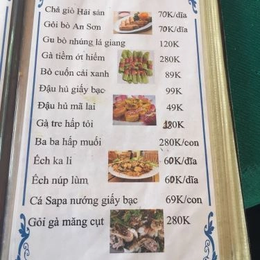 Thực đơn- An Sơn Quán - Quán Ăn Gia Đình