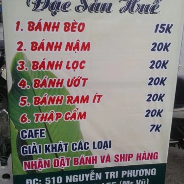 Thực đơn- Quán Ăn An Thành Quán - Bánh Bèo - Nậm & Lọc