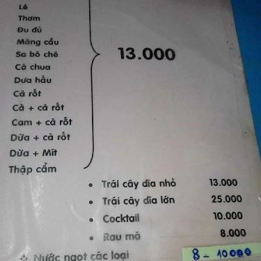 Thực đơn- Quán Ăn Khu Ăn Vặt Cao Thắng - Bàn Cờ
