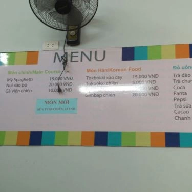 Thực đơn- Quán Ăn Nhanh Quán - Ăn Vặt Sinh Viên