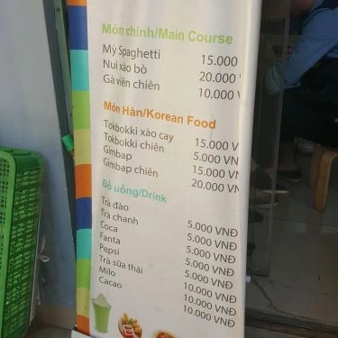Thực đơn- Quán Ăn Nhanh Quán - Ăn Vặt Sinh Viên