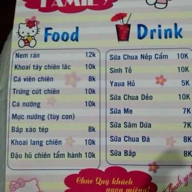 Thực đơn- Quán Ăn Ăn Vặt Family - Phan Chu Trinh