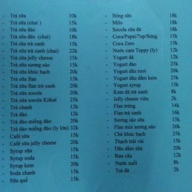 Thực đơn- Quán Ăn Ăn Vặt Như Quỳnh