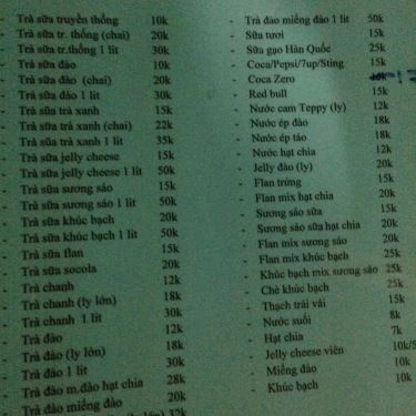 Thực đơn- Quán Ăn Ăn Vặt Như Quỳnh