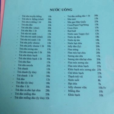 Thực đơn- Quán Ăn Ăn Vặt Như Quỳnh