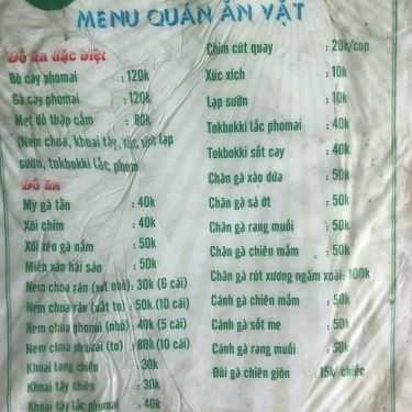 Thực đơn- Ăn Vặt Sam Sam
