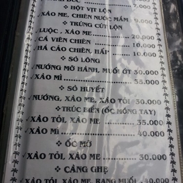 Thực đơn- Quán Ăn Ăn Vặt Vỉa Hè Phan Xích Long