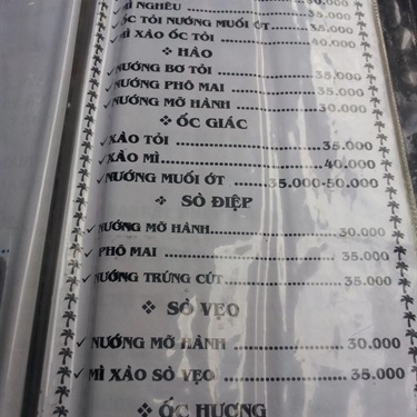 Thực đơn- Quán Ăn Ăn Vặt Vỉa Hè Phan Xích Long