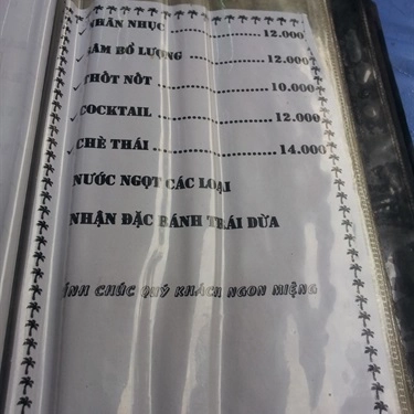 Thực đơn- Quán Ăn Ăn Vặt Vỉa Hè Phan Xích Long