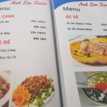 Thực đơn- Quán Ăn Anh Em Quán - Quán Nhậu Bình Dân