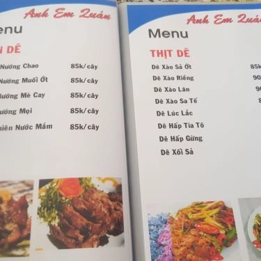 Thực đơn- Quán Ăn Anh Em Quán - Quán Nhậu Bình Dân