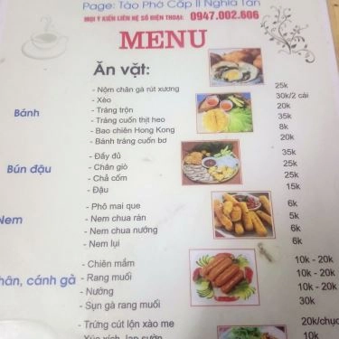 Thực đơn- Quán Ăn Anh Em Quán - Bánh Mì Chảo