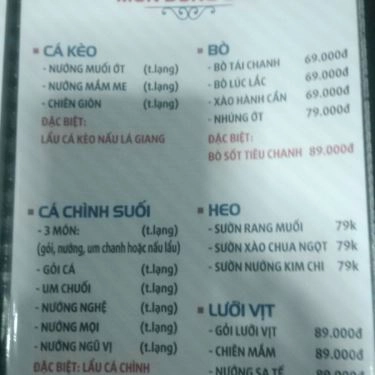 Thực đơn- Quán Ăn Anh Em Quán - Hải Sản Tươi Sống