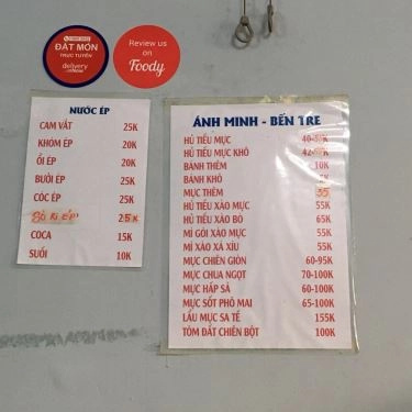 Thực đơn- Quán Ăn Ánh Minh - Hủ Tiếu Mực Ánh Minh