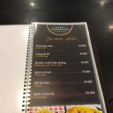 Thực đơn- Quán Ăn ANNA Steak & Spaghetti
