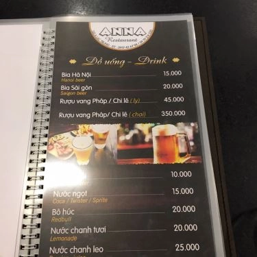 Thực đơn- Quán Ăn ANNA Steak & Spaghetti