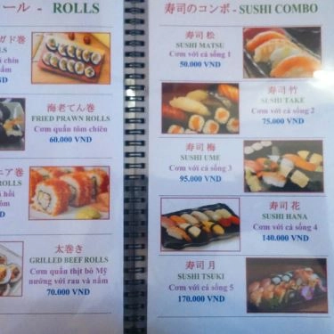 Thực đơn- Quán Ăn Aomori Sushi - Ẩm Thực Nhật Bản