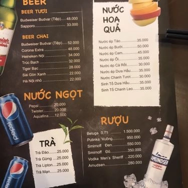 Thực đơn- Quán Ăn Apache - Bữa Ăn Người Da Đỏ