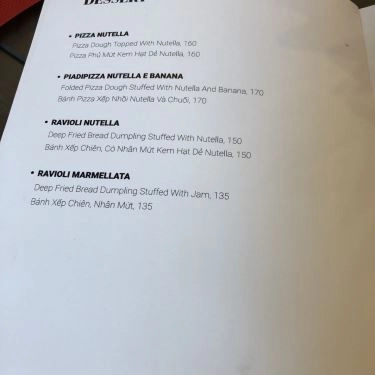Thực đơn- Aroma Restaurant - Nhà Hàng Ý
