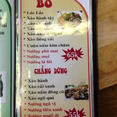 Thực đơn- Quán Ăn A Tú Quán - Lẩu Nướng