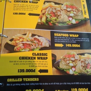 Thực đơn- Nhà Hàng B-Dubs - Beer Club - Sense City