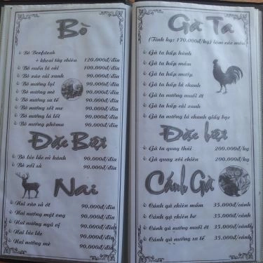 Thực đơn- Quán Ăn Ba Hồ Quán - Câu Cá Giải Trí & Các Món Đồng Quê