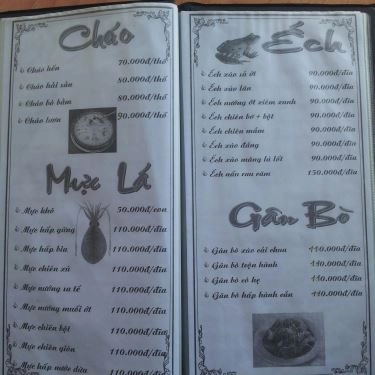 Thực đơn- Quán Ăn Ba Hồ Quán - Câu Cá Giải Trí & Các Món Đồng Quê