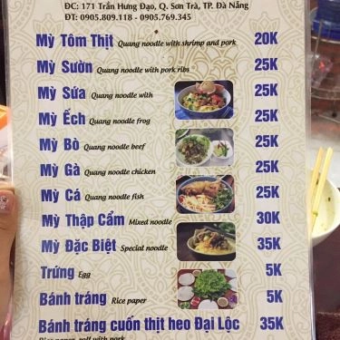 Thực đơn- Quán Ăn Bà Mai - Mì Quảng & Bánh Tráng Thịt Heo