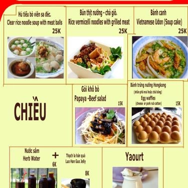 Thực đơn- Quán Ăn Bà Tư - Bún Thịt Nướng & Bún Chả Cá