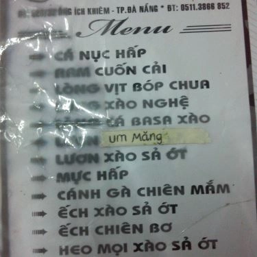 Thực đơn- Quán Ăn Bà Xin - Cá Nục Hấp