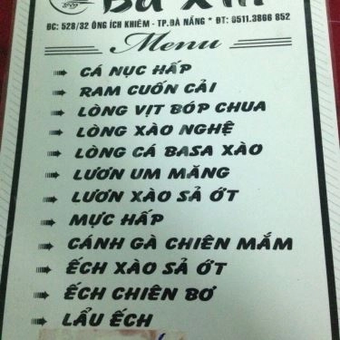 Thực đơn- Quán Ăn Bà Xin - Cá Nục Hấp