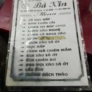 Thực đơn- Quán Ăn Bà Xin - Cá Nục Hấp