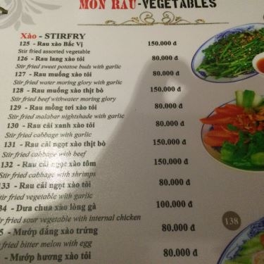 Thực đơn- Nhà Hàng Bắc Vị Restaurant