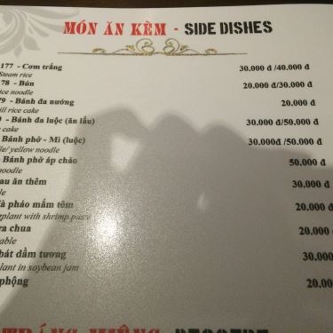 Thực đơn- Nhà Hàng Bắc Vị Restaurant