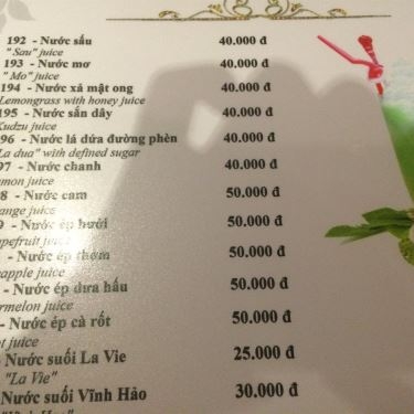 Thực đơn- Nhà Hàng Bắc Vị Restaurant