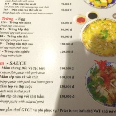 Thực đơn- Nhà Hàng Bắc Vị Restaurant