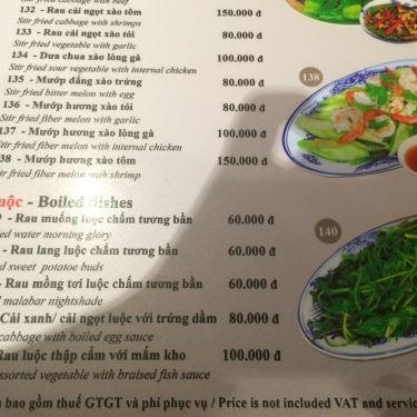 Thực đơn- Nhà Hàng Bắc Vị Restaurant