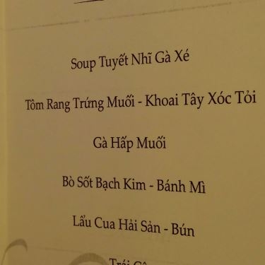 Thực đơn- Nhà Hàng Bạch Kim - Tiệc Cưới & Hội Nghị