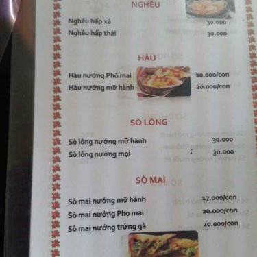 Thực đơn- Quán Ăn Bạch Tuộc Nướng - Nguyễn Thiện Thuật