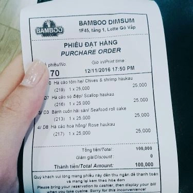 Thực đơn- Quán Ăn Bamboo Dimsum - Lotte Mart Gò Vấp