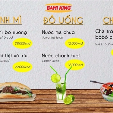 Thực đơn- Quán Ăn Bami King - Bánh Mì Bò Nướng