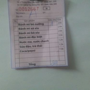 Thực đơn- Quán Ăn Bami King - Bánh Mì Bò Nướng