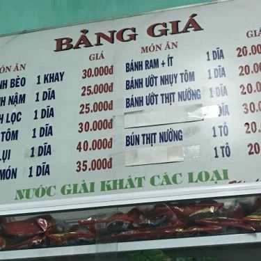 Thực đơn- Quán Ăn Bánh Bèo Bà Cư