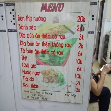 Thực đơn- Quán Ăn Bánh Xèo & Bún Thịt Nướng
